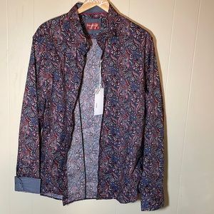 NWT Consequence Men's Shirt Button Up Long Sleeve Paisley Size XL